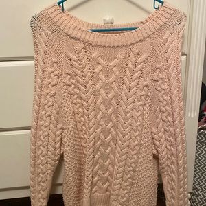 Aerie oversized cable knit sweater in light pink